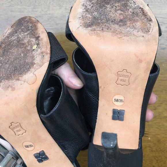 BCBG Maxazria Stiletto Heels Black Straps - Picture 5 of 6